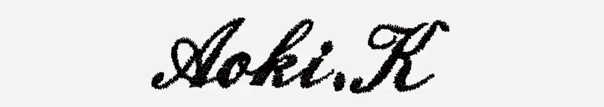 6文字のネーム刺繍例 Aoki.K