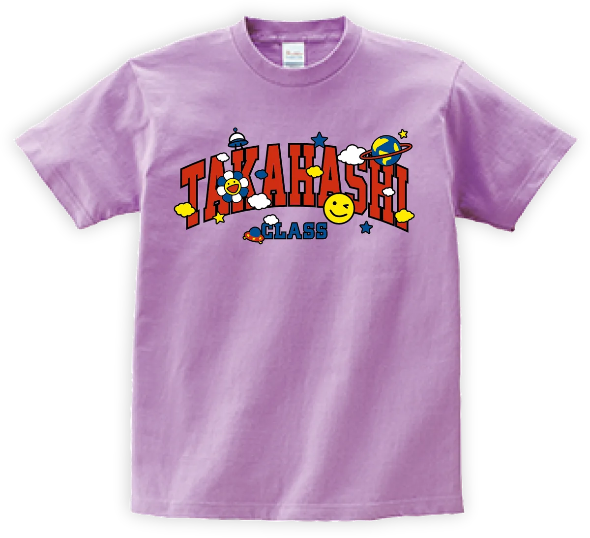 多色のデザインをプリントしたTシャツの例